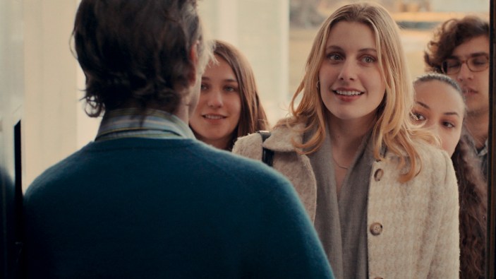 L-R: Tracy (Lola Kirke), Brooke (Greta Gerwig), Nicolette (Jasmine Cephas-Jones), and Tony (Matthew Shear) make a spontaneous visit in MISTRESS AMERICA.